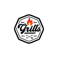 Grill Vintage Logo Design Vector