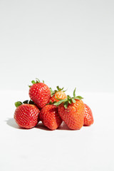Ripe sweet tasty strawberry berries isolated on white.