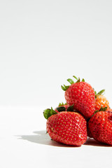 

Berry slide of fresh tasty strawberry on a white background.