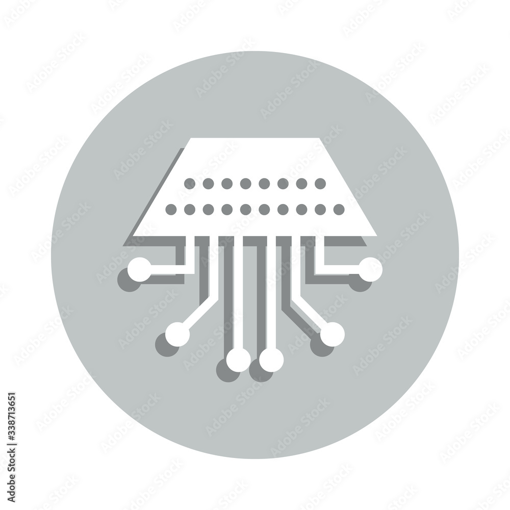 Poster multi-threading, quadrangle, circuit badge icon. simple glyph, flat vector of business icons for ui 