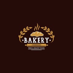 Bakery and Cake Vintage Logo Design Vector Template