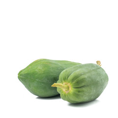 green papaya isolated on white background, ingredient Spicy green papaya salad or somtum Famous food in thailand
