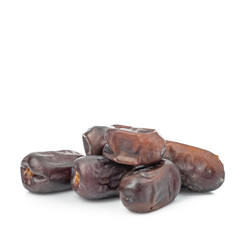 Arabian dried fruit date palm or kurma (fruit palm Phoenix dactylifera) food of  ramadan Festival isolated on white background. copy space for text