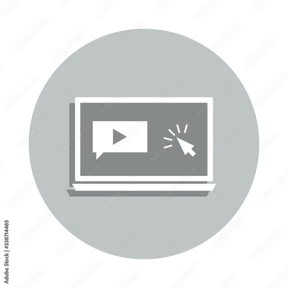 Poster laptop, speech, click, tutorials badge icon. simple glyph, flat vector of business icons for ui and 