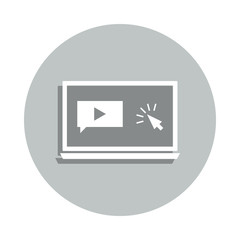 laptop, speech, click, tutorials badge icon. Simple glyph, flat vector of Business icons for ui and ux, website or mobile application