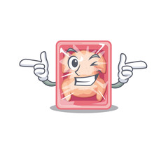Cartoon design concept of frozen chicken with funny wink eye