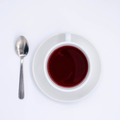 cup of tea on white  background, over light