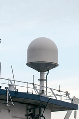 Ships antenna and navigation system on white background