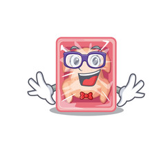 Mascot design style of geek frozen chicken with glasses