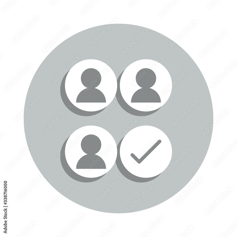 Poster worker, check mark, candidate badge icon. simple glyph, flat vector of business icons for ui and ux,