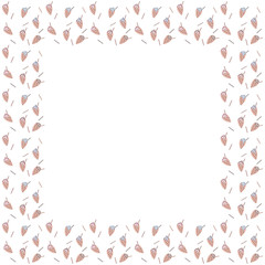 Square frame of bubbled Hong Kong wafers. Egg waffles with strawberry, blueberry, cherry, wild berry, raspberry and chocolate filling on a white background. Template with empty place for text. Vector