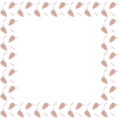 A square frame made of bubbled Hong Kong wafers and crispy tubes. Egg waffles with chocolate cream on a white background. Template for design menu, flyer, advertisement, banner. Copy space. Vector.