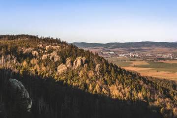 view of rocks and woods