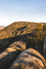 view of rocks and woods