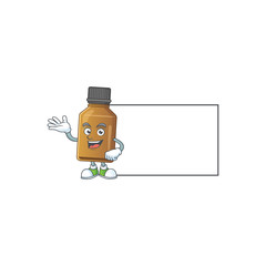 An image of syrup cure bottle with board mascot design style