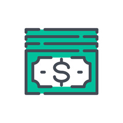 Money color line icon. Dollar vector outline colorful sign.