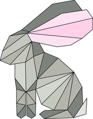 Vector polygonal origami geometric linear colored rabbit
