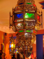 Morocco. beautiful and colorful lamps in Marrakech