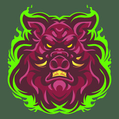 Wild boar head mascot logo