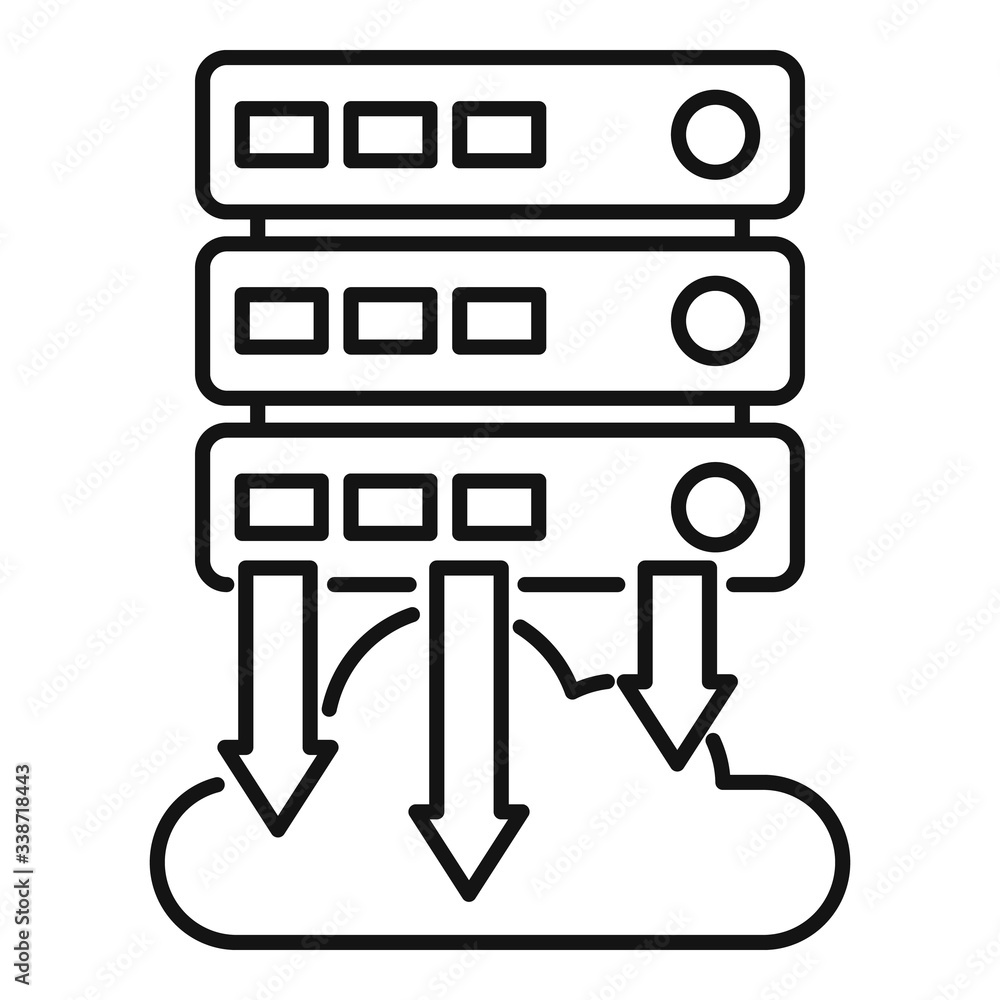 Poster server data download icon. outline server data download vector icon for web design isolated on white