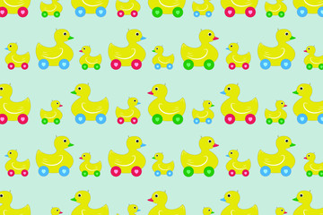 Duck toy pattern background - Vector illustration