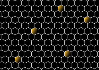 metallic honeycomb pattern on a black background
