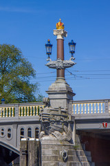 Fototapeta na wymiar Bridge with golden crown in Amsterdam