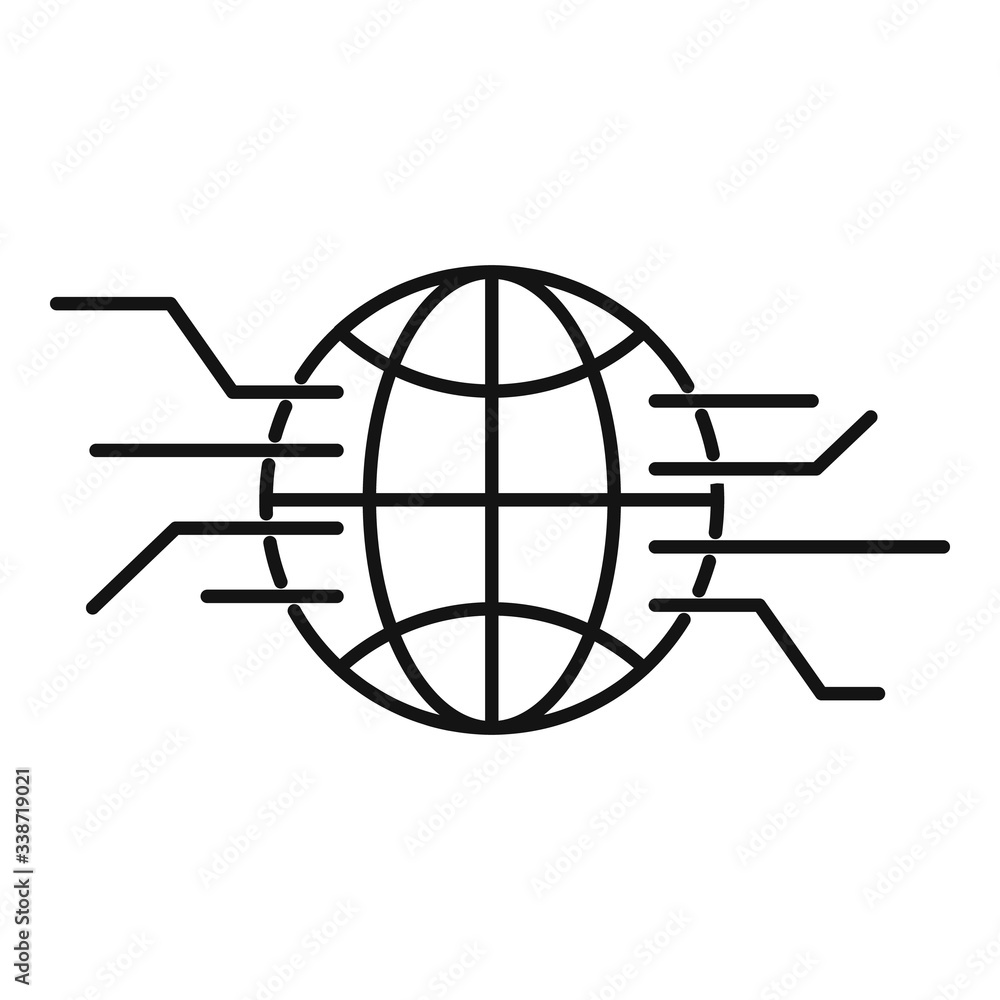 Poster global server system icon. outline global server system vector icon for web design isolated on white