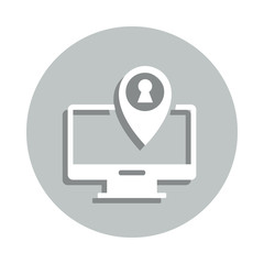 Address tracker, location pin, online map, online system badge icon. Simpleglyph, flat vector of Internet security icons for ui and ux, website or mobile application