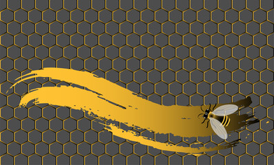 honeycomb gold yellow metallic vector background