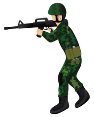 isolated soldier with Dangerous weapon on white background