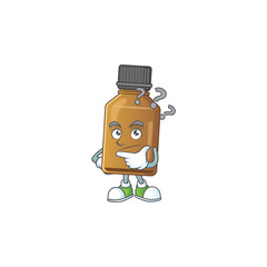 Syrup cure bottle mascot design concept having confuse gesture
