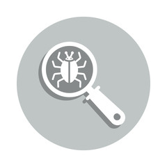 Bug inspection, computer virus, corrupted file, internet security badge icon. Simpleglyph, flat vector of Internet security icons for ui and ux, website or mobile application
