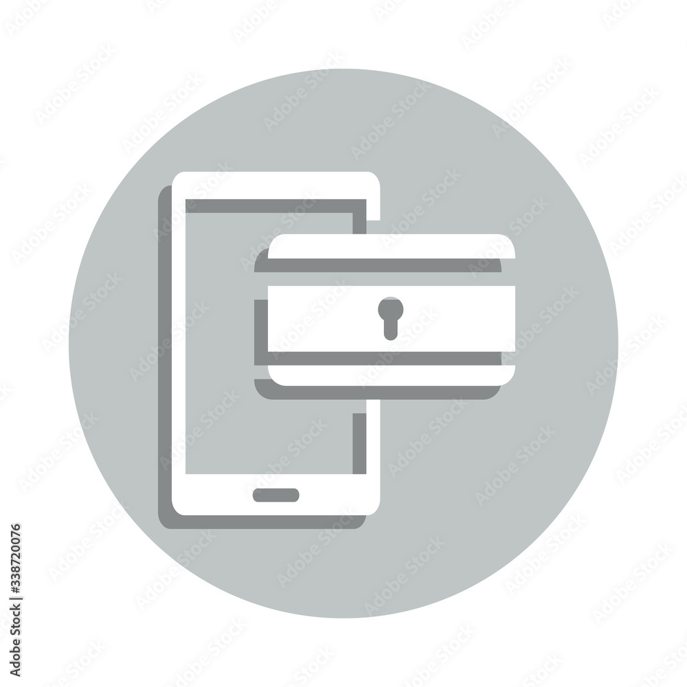 Poster mobile banking safety concept, secure mobile banking badge icon. simpleglyph, flat vector of interne