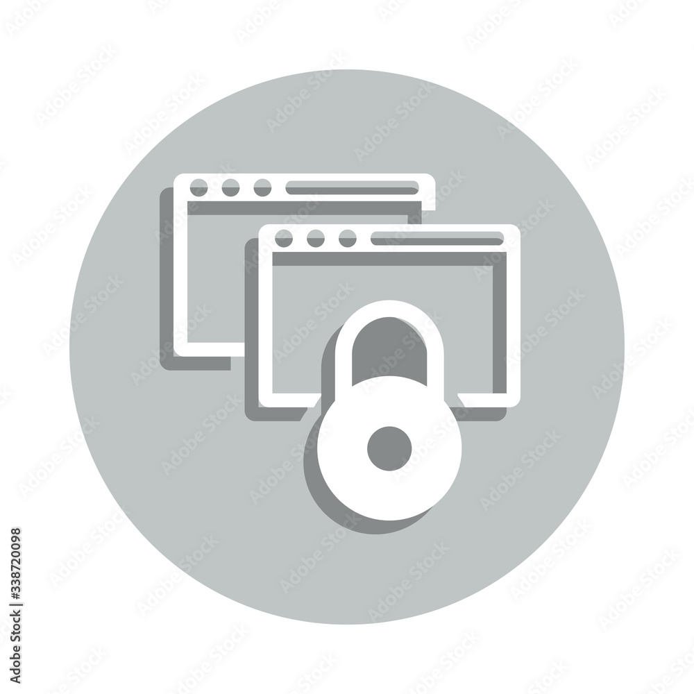 Poster data encryption, locked website, online security concept badge icon. simpleglyph, flat vector of int
