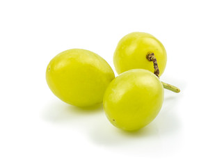 Organic Green grape isolated on white background. Full depth of field.