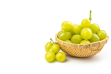 Organic Green grape isolated on white background. Full depth of field.