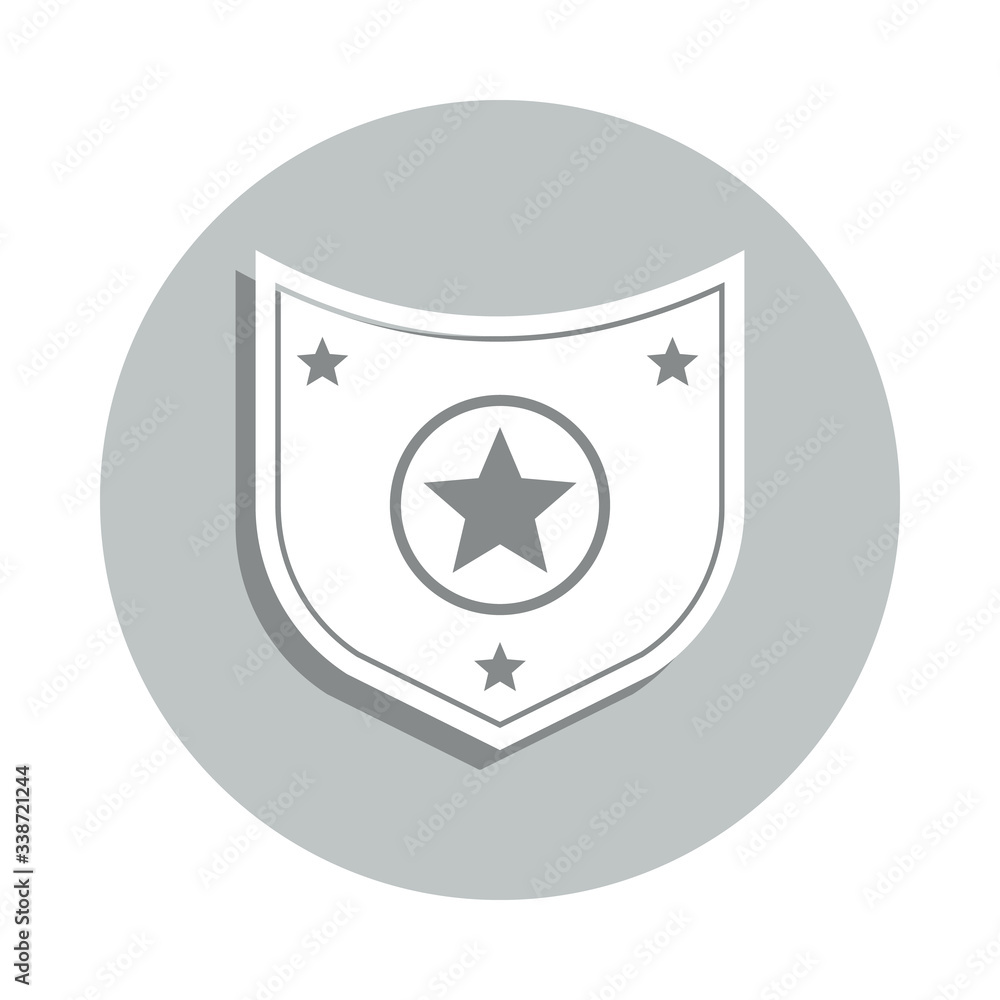 Poster star in the shield badge icon. simple glyph, flat vector of army icons for ui and ux, website or mob