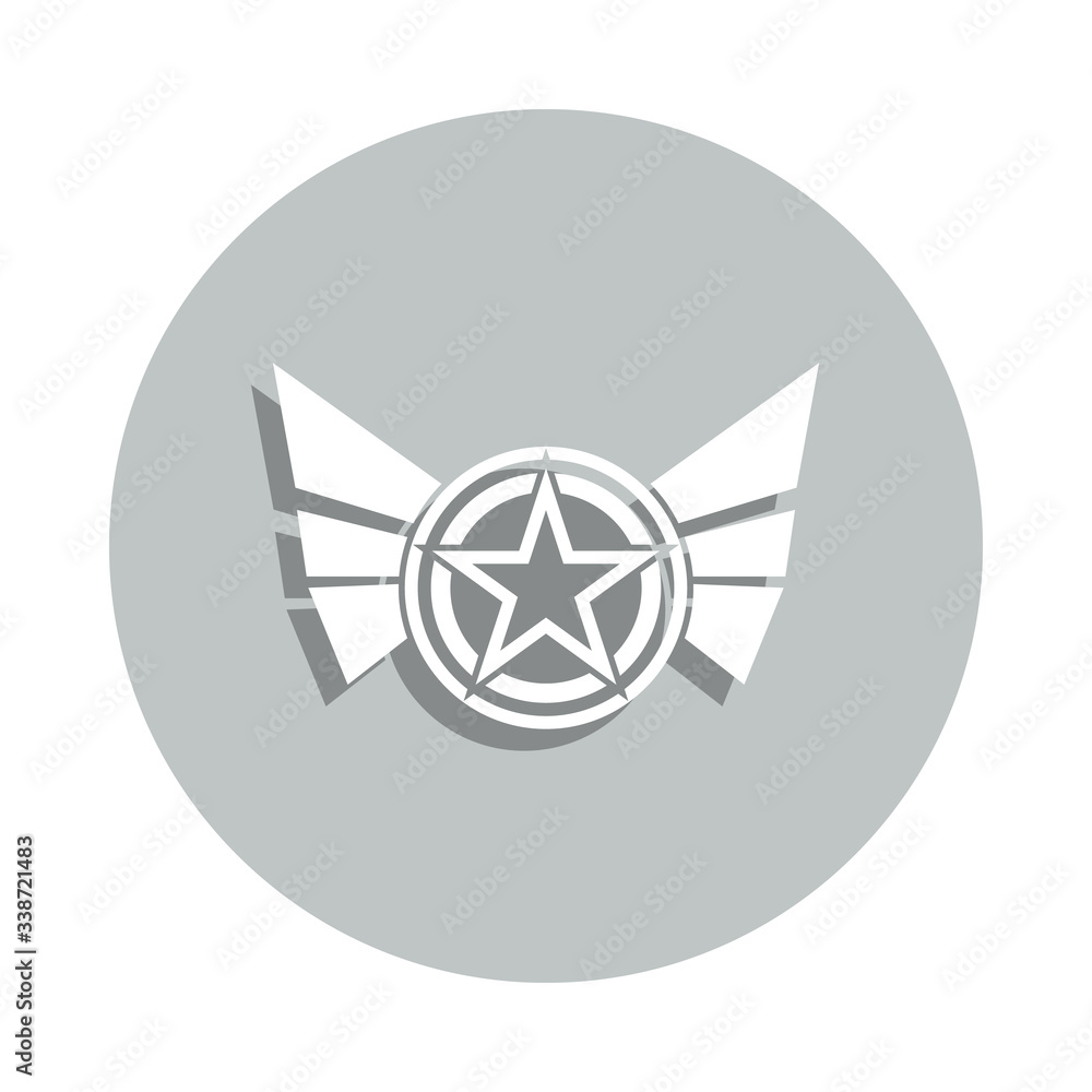 Poster star with wings badge icon. simple glyph, flat vector of army icons for ui and ux, website or mobile