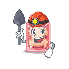 frozen chicken miner cartoon design concept with tool and helmet