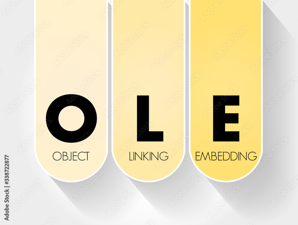 Poster ole - object linking and embedding acronym, technology concept background