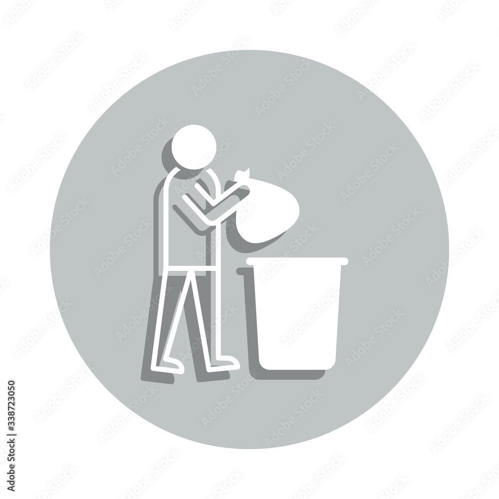 Aufkleber man trash badge icon. simple glyph, flat vector of miscellaneous icons for ui and ux, website or mob