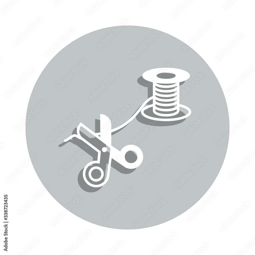 Poster scissors, thread badge icon. simple glyph, flat vector of miscellaneous icons for ui and ux, website