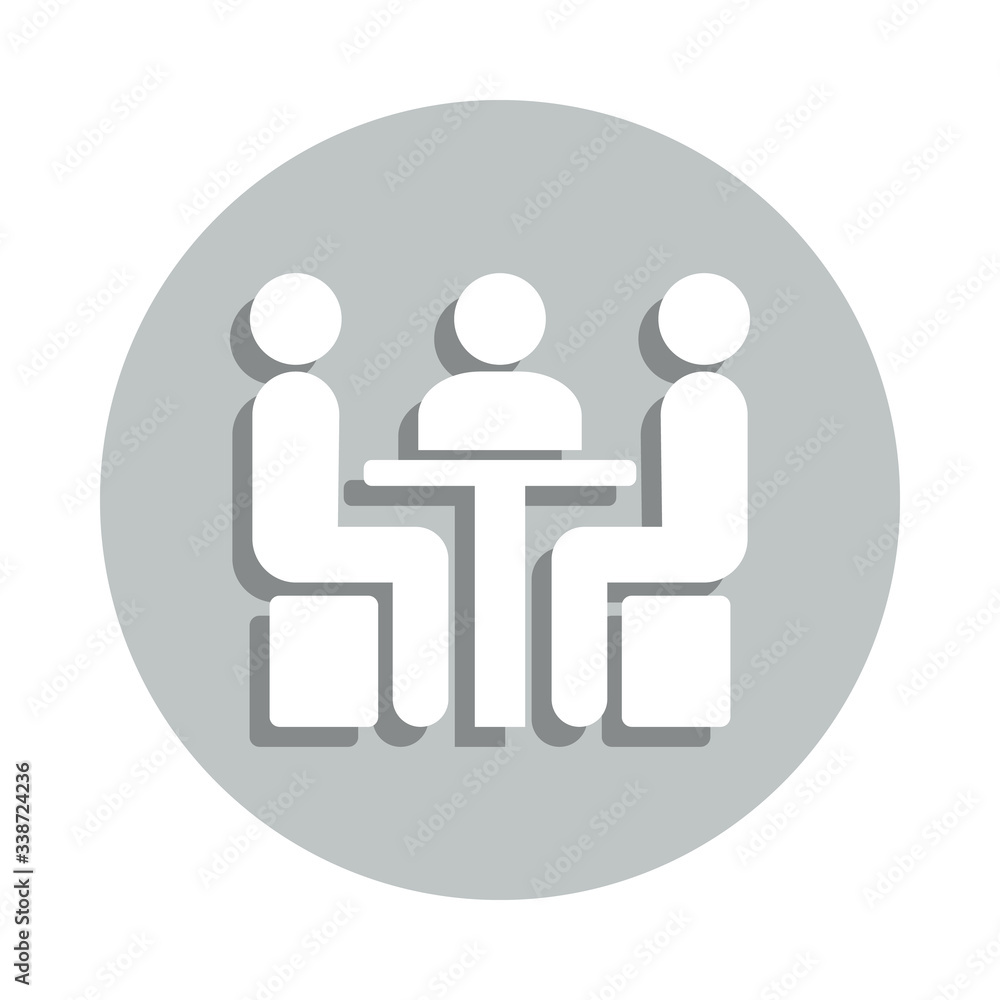 Poster chatting at the table badge icon. simple glyph, flat vector of conversation icons for ui and ux, web