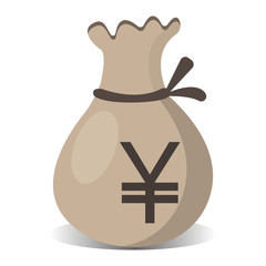 Moneybag isolated on a white background. Yuan