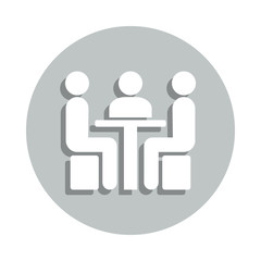 chatting at the table badge icon. Simple glyph, flat vector of Conversation icons for ui and ux, website or mobile application