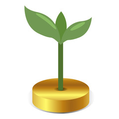 Sprout of money tree. Financial growth. Vector illustration of a money tree