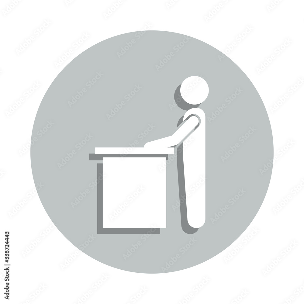 Poster a speech from the rostrum badge icon. simple glyph, flat vector of conversation icons for ui and ux,
