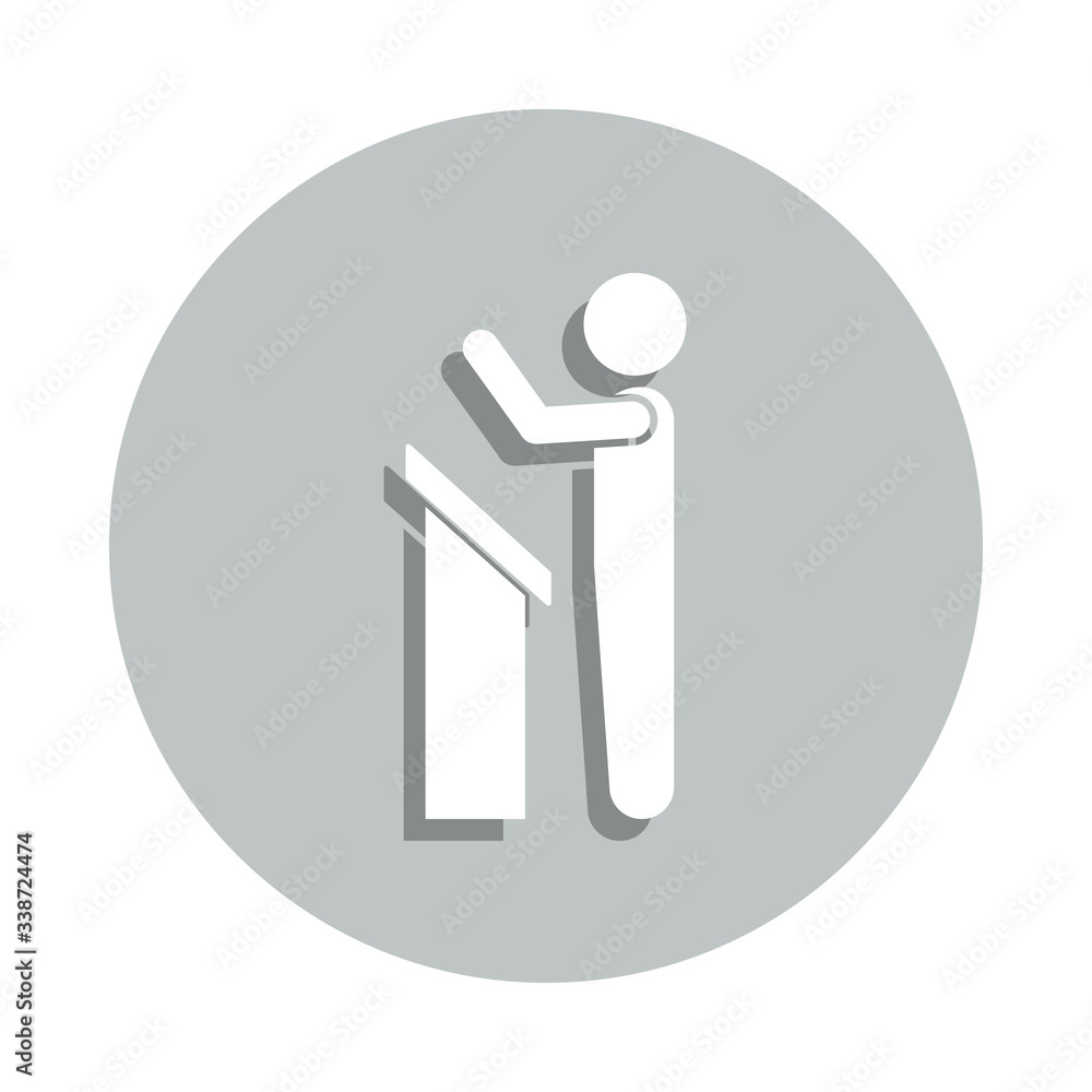Poster a speech from the rostrum badge icon. simple glyph, flat vector of conversation icons for ui and ux,