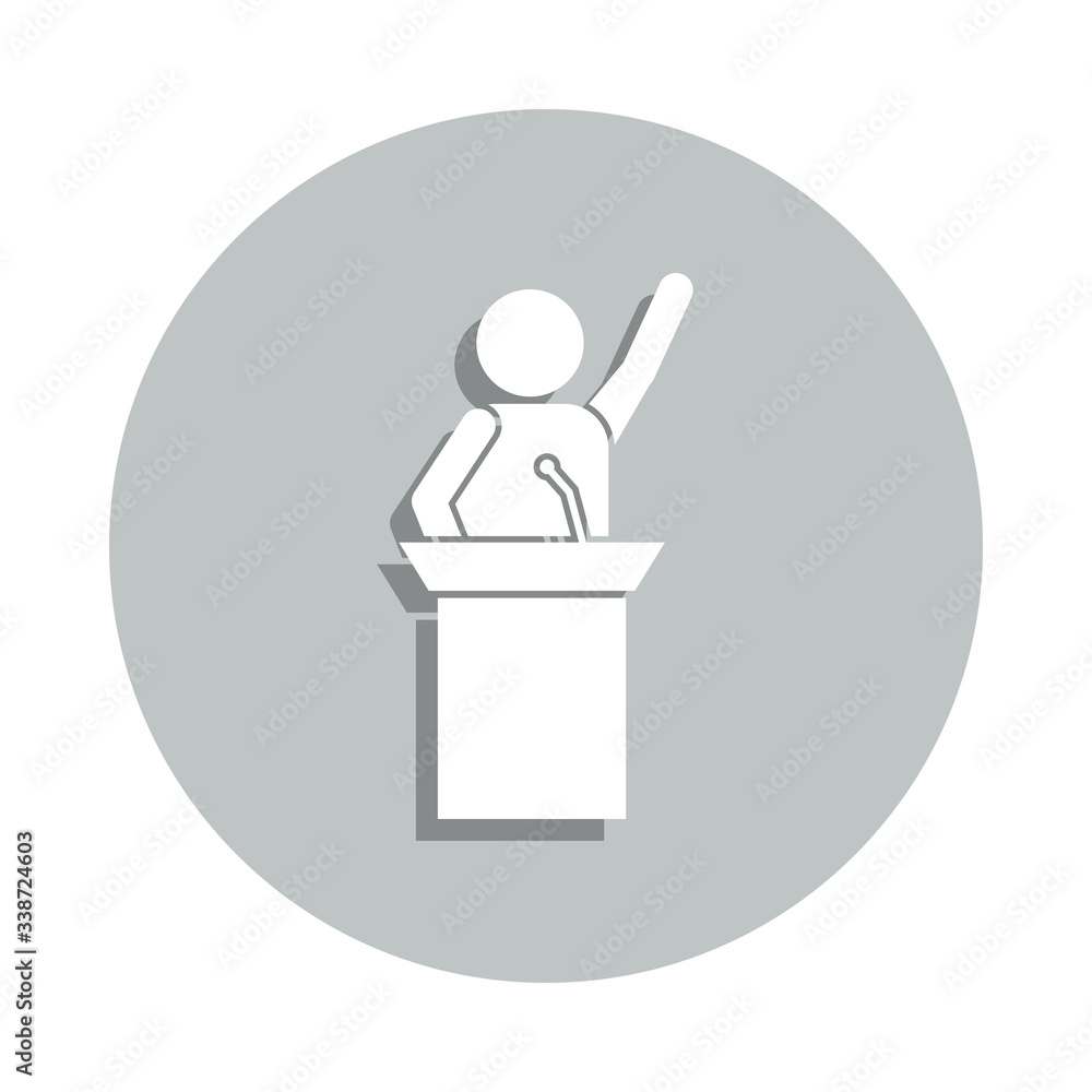 Poster a speech from the rostrum badge icon. simple glyph, flat vector of conversation icons for ui and ux,